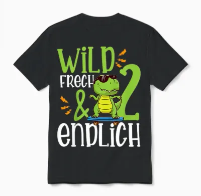 Children's T-Shirt Wild Frech & Finally 2 Second Birthday, Black Unisex T-Shirt - Black
