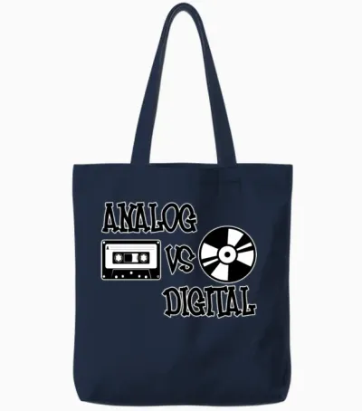 Analog vs Digital - Music Production Design Tote Bags - Navy