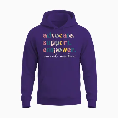 Advocate Support Empower Cute Social Worker Graduation Msw Unisex Hoodie - Purple
