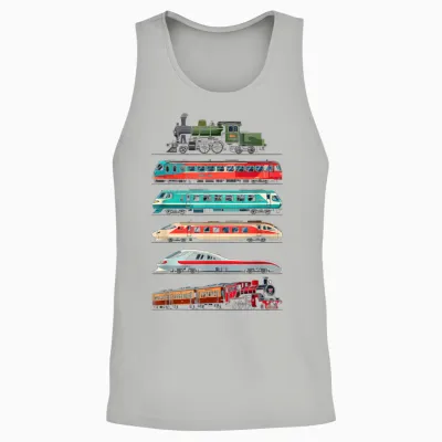 Set of Trains for Boys Girls Train Locomotive Lovers Unisex Tank Top - Ash