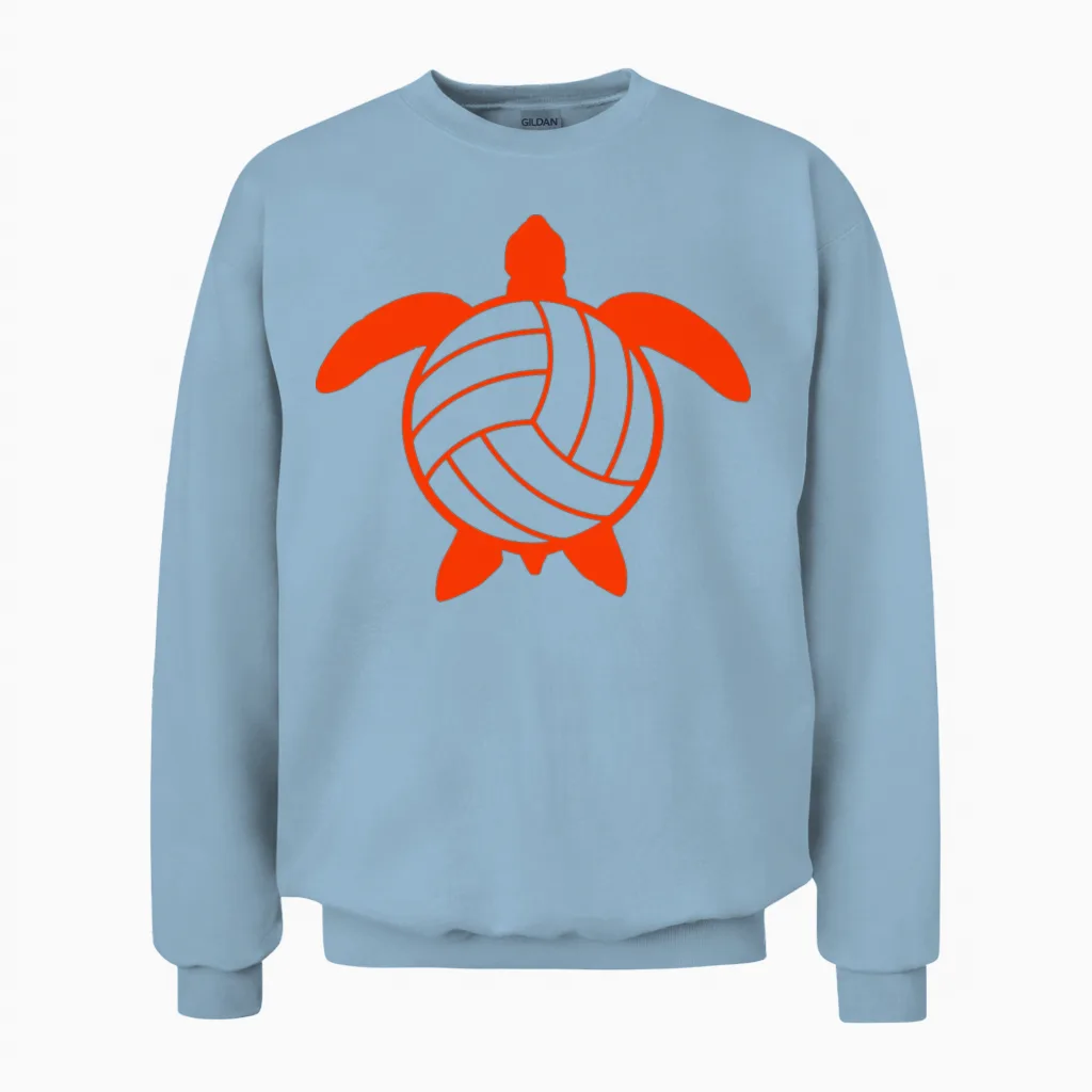 Water Turtle Volleyball Sport Hobby Volley Logo Unisex Sweatshirt in Light Blue