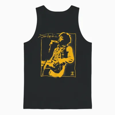 Jimi Hendrix Spray Paint Graffiti Portrait Vintage Band Unisex Tank Top - Black