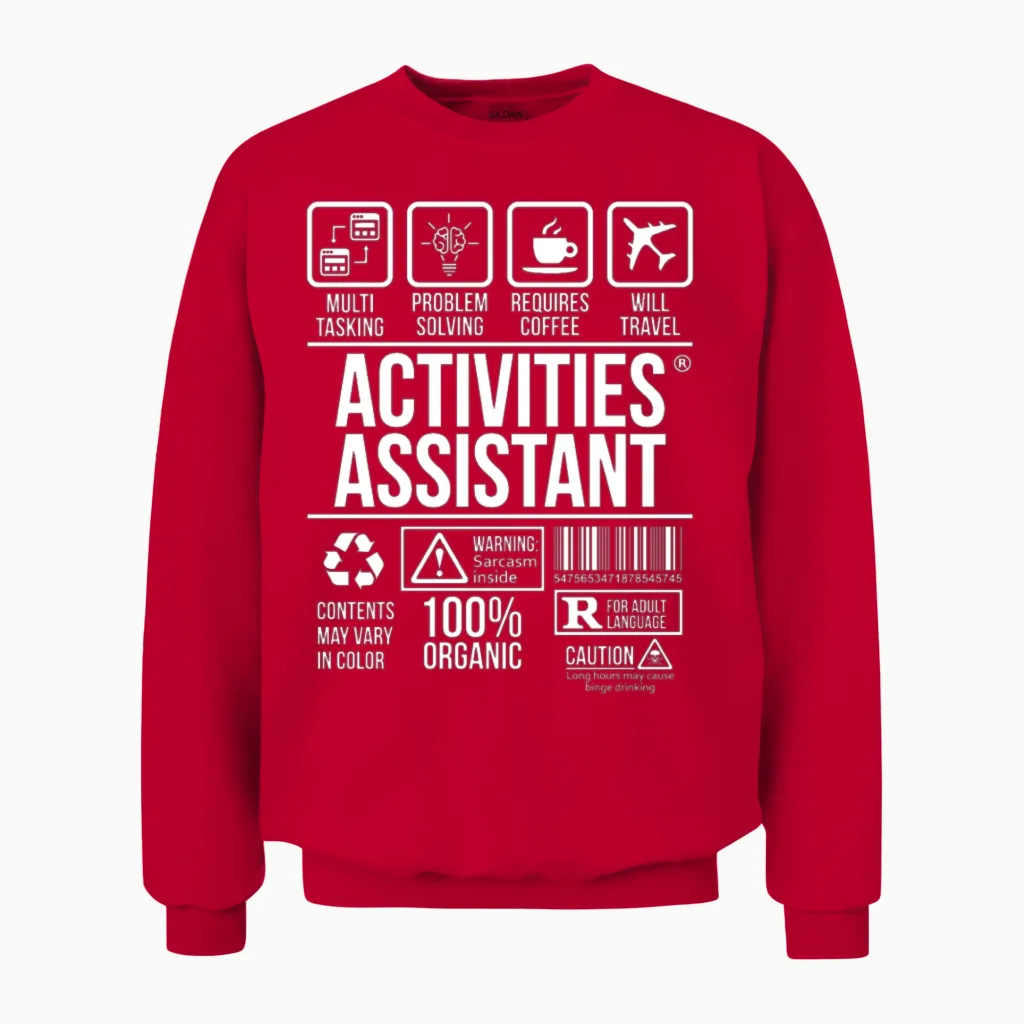 Activities Assistant T-Shirt | # Tsm Unisex Sweatshirt in Red