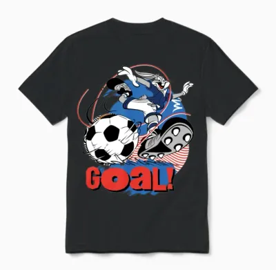 Looney Tunes Bugs Bunny Soccer Design Goal! Unisex T-Shirt - Black