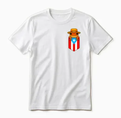 Jibaro Coqui Frog Puerto Rico Flag Boricua Pocket Borinquen Unisex T-Shirt - White