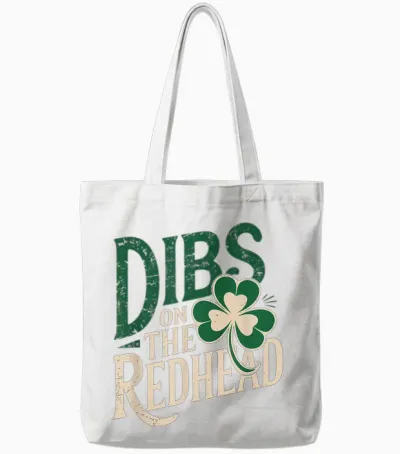 Funny St Patricks Day Irish Shamrock Dibs on the Redhead Tote Bags - White