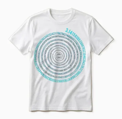 Irrational Number Pi Symbol Infinity Helix Spiral Math Unisex T-Shirt - White