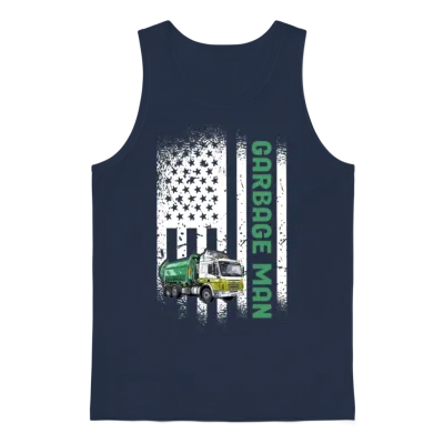 Garbage Man Us Flag Garbage Truck Unisex Tank Top - Navy