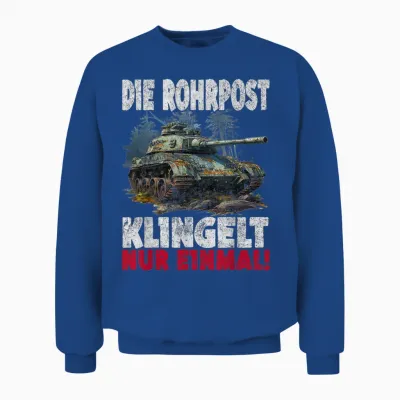 T-Shirt with German Tiger Design with German Text "die Rohrpost Klingelt Nur Einmal German Tiger, Black Unisex Sweatshirt - Royal