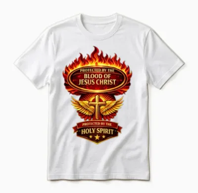 Protected by the Blood of Jesus & Holy Spirit Unisex T-Shirt - White