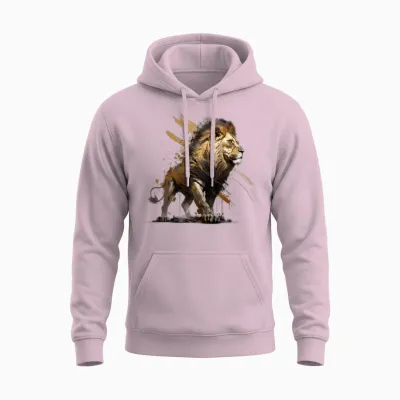Lion Walking, Lion Unisex Hoodie - Light Pink