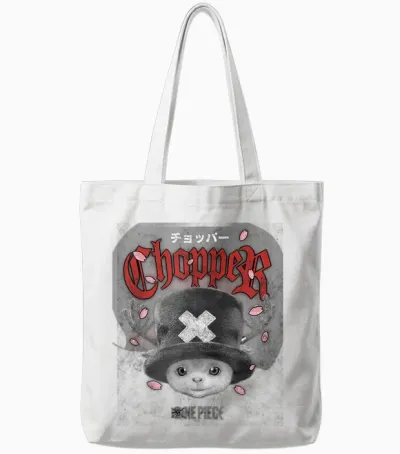 One Piece Chopper Heavy Metal Tote Bags - White