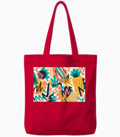 Retro Pop Chaos Tote Bags - Red