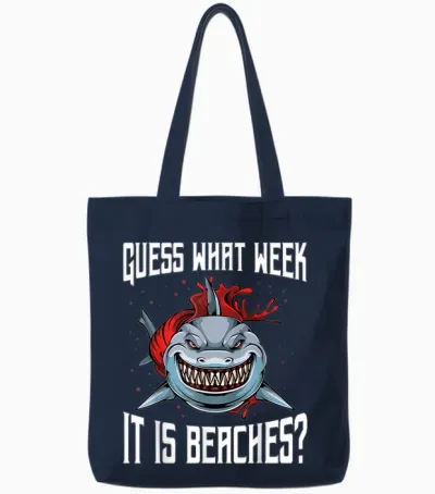 Funny Shark Joke Guess What Week It Is Sarcastic Party Beach Tote Bags - Navy