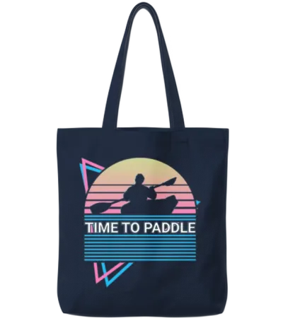 Kayak Kayaking Retro Tote Bags - Navy