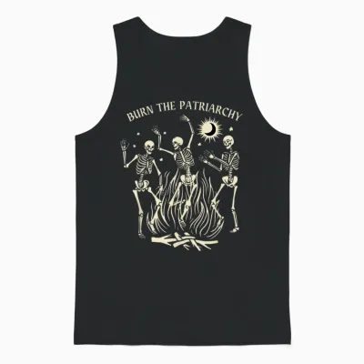 Burn the Patriarchate Funny Feminist Halloween Unisex Tank Top - Black
