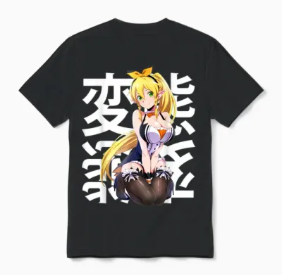 Anime Japonais Kawaii Waifu Elf Otaku Manga Cosplay Unisex T-Shirt - Black