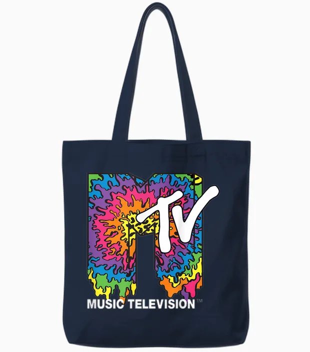 Classic Mtv Melting Tie Dye Tote Bags in Navy