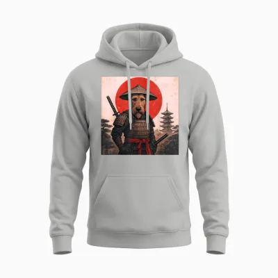 Airedale Terrier Samurai Krieger Vintage Japanisch Ukiyo-E Unisex Hoodie - Ash