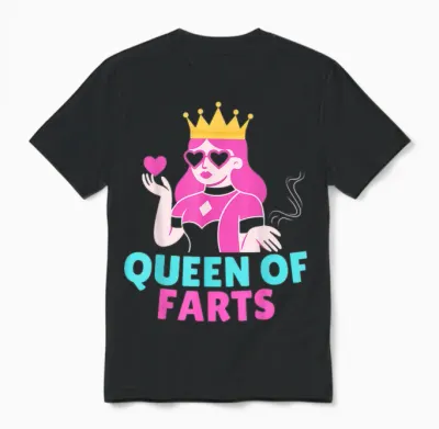 Queen of Farts Inappropriate Embarrassing Playing Card Unisex T-Shirt - Black