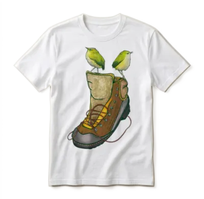 Rock Wrens on a Hiking Boot Unisex T-Shirt - White