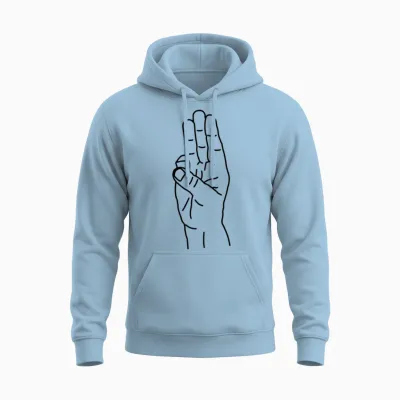 Hand Gesture Suppression Hunger Games Unisex Hoodie - Light Blue