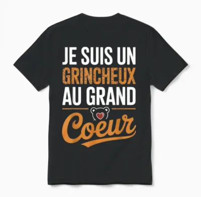 Grumpy Big Heart Gift Humor Bear Railer Groghnon Unisex T-Shirt - Black