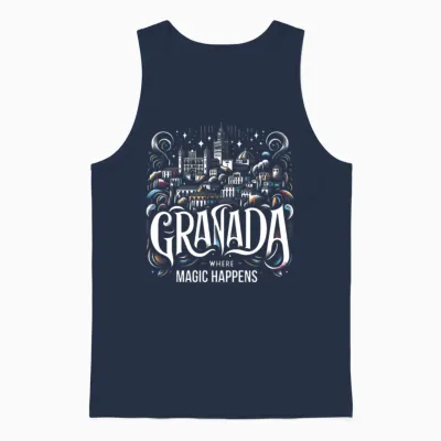 Granada Spain Travel Vacation Granada Skyline Unisex Tank Top - Navy