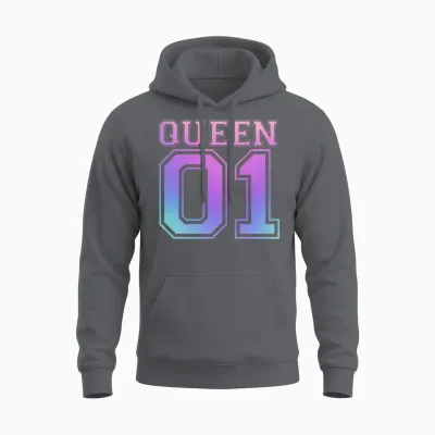 Queen 01 Couple Partner Love Gift Valentine Lover Unisex Hoodie - Charcoal