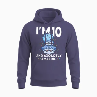 Ich Bin 10 Bday Axolotl Party Süße Kinder Zum 10. Geburtstag Axolotl Unisex Hoodie - Heather Sport Dark Navy
