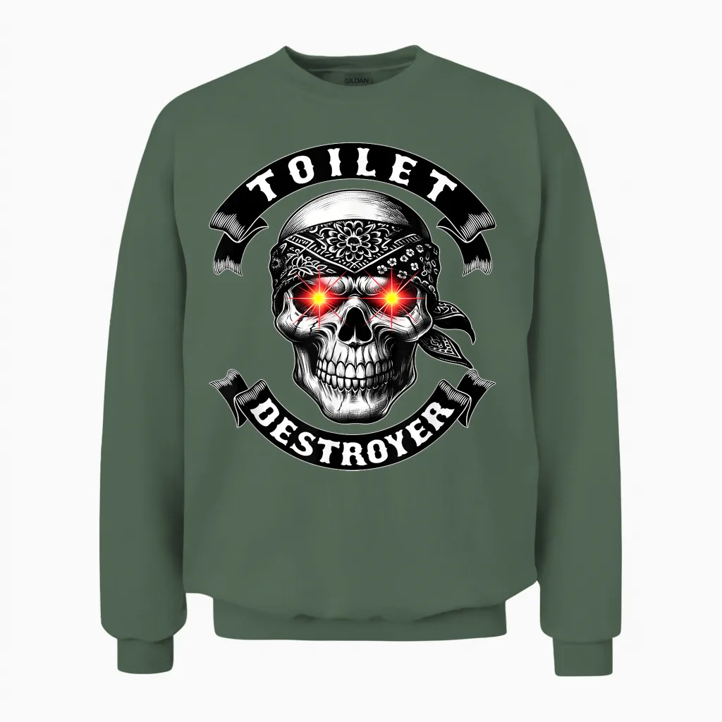Toilet Destroyer Joke Poo Destroyer Toilet Destroyer Toilet Unisex Sweatshirt in Military Green