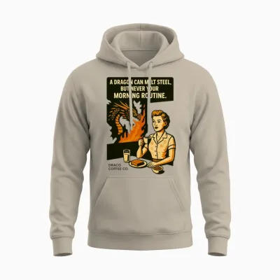 Dragon Melts Steel, Not Your Routine | Coffee Meme Unisex Hoodie - Sand