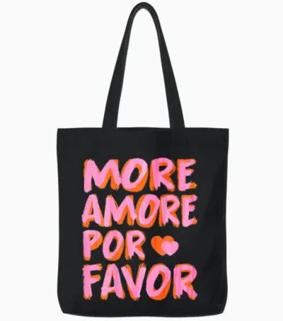 More Amore Por Favor X Mehr Liebe Selbstliebe Selflove Back T-Shirt, Black Tote Bags - Black