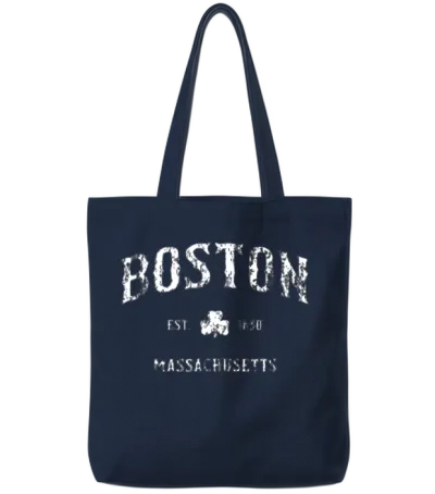 Boston Massachusetts Vintage Shamrock Sport Boston Tote Bags - Navy