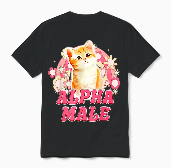 Alpha Male Cat Kitten Funny for Men Women Unisex T-Shirt in Black