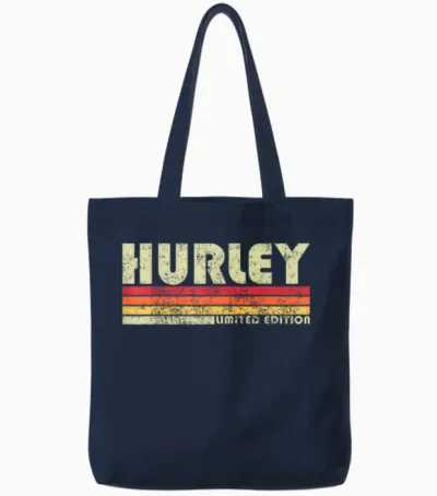 Retro Hurley Home State Cool 70s 80s Style Sunset Tote Bags - Navy