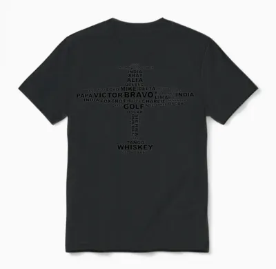 Full Phonetic Alphabet Plane Letters Unisex T-Shirt - Black