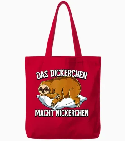 Sloth Das Dickerchen Macht Ein Naperchen T-Shirt, Black Tote Bags - Red