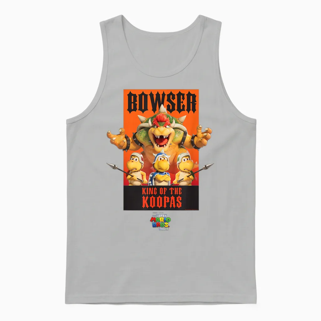 The Super Mario Bros. Movie Bowser King of the Koopas Unisex Tank Top in Ash