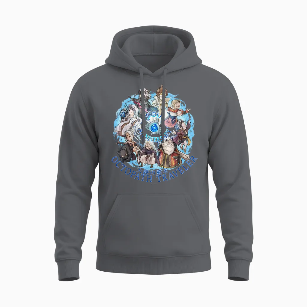 Octopath Traveler: Cotc - 5.5th Anniversary Unisex Hoodie in Charcoal