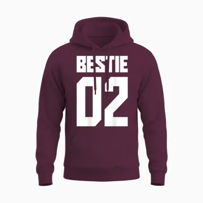 Bestie 01 Bestie 02 Bestie Squad Matching Bff Friend Crew T-Shirt, Black, S Unisex Hoodie - Maroon
