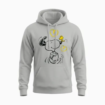 Peanuts - Snoopy Woodstock T-Shirt with German Text "ich Laufe Zu Dir Ich, Black, S Unisex Hoodie - Ash