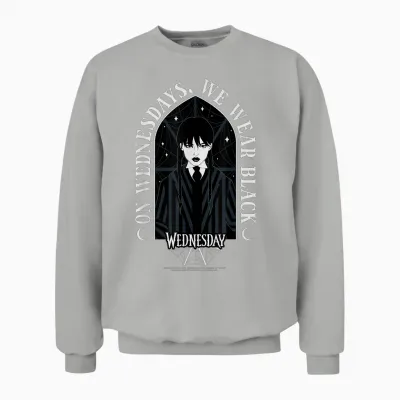 Wednesday on Wednesdays We Wear Black Goth Portrait Unisex Sweatshirt - Ash