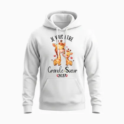 Future Grande Soeur 2027 Je Vais Etre Grande Soeur Unisex Hoodie - White