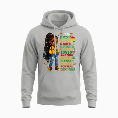 Juneteenth Shirts Girls I Am Black Child African American Unisex Hoodie - Ash