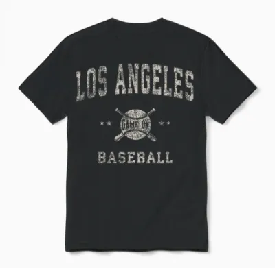 Los Angeles La Vintage Baseball Throwback Retro Design Unisex T-Shirt - Black