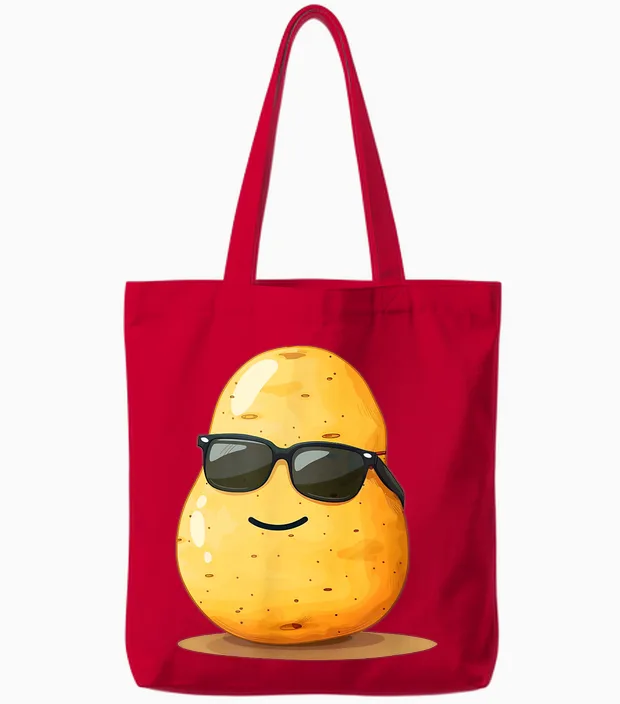 Cool Aussehende Kartoffel Mit Sonnenbrille Für Mann Und Frau Tote Bags in Red