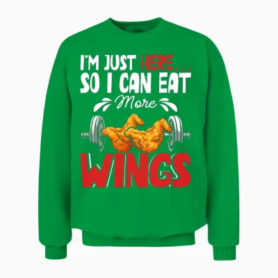 Eat Wings Food Lovers Humor Fitness Gym Workout Unisex Sweatshirt - Irish Green