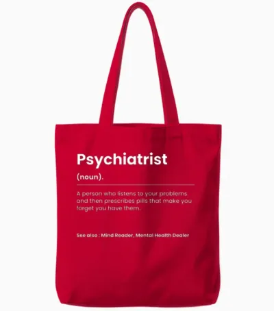 Funny Psychiatrist Tote Bags - Red