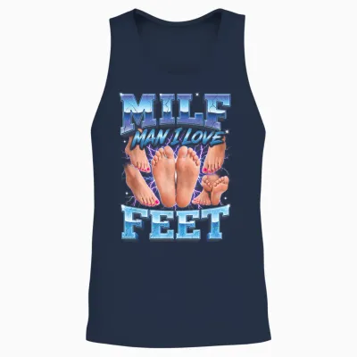 Mann Ich Liebe Füße Bootleg Lustig Milf Unisex Tank Top - Navy